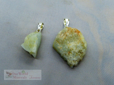 2 handgeschliffene Aquamarine , Schmuckanhänger, silber gestiftet,  Einzelstücke
