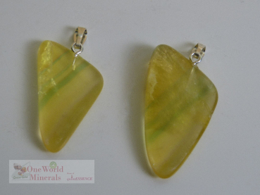 Preview: 2 Fluorit Schmuckanhänger, mit Silberöse, Einzelstücke