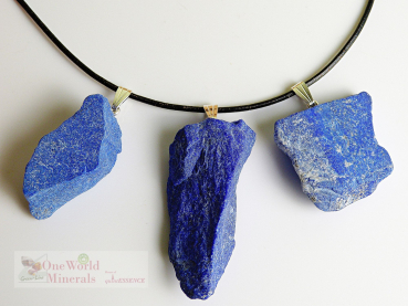 3 Lapislazuli Anhänger, mit Silberöse, Einzelstücke