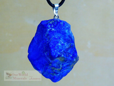 Preview: Lapislazuli Schmuckanhänger, mit Silberöse, handgeschliffen, Einzelstück