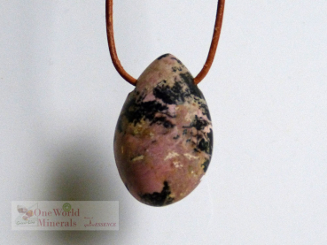 Preview: Rhodonit Anhänger, Tropfenform, ein Einzelstück