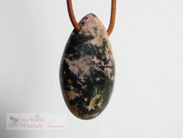 Preview: Rhodonit Anhänger, Tropfenform, ein Einzelstück