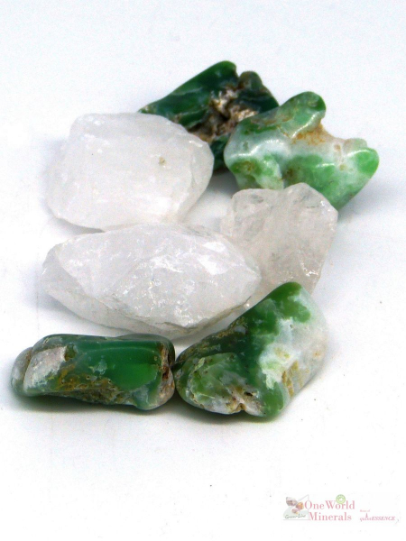 "Chrysopras" - quintESSENCE Wassersteine im Organza-Beutel - im günstigen 3er Pack