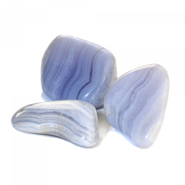 Chalcedon blau, Anhänger, gebohrt, 3 Stück