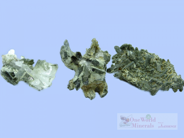 3 kleine Bergkristallstufen mit Chlorid, Skardu, Pakistan/Himalaya