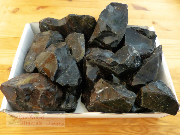 Lamellen-Obsidian Rohsteine im Lot, 5 KG