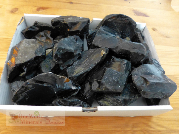 Lamellen-Obsidian Rohsteine im Lot, 5 KG