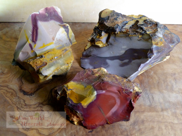 3 schöne, rohe Mookaite aus Australien