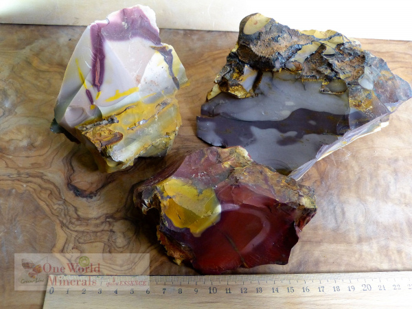 3 schöne, rohe Mookaite aus Australien