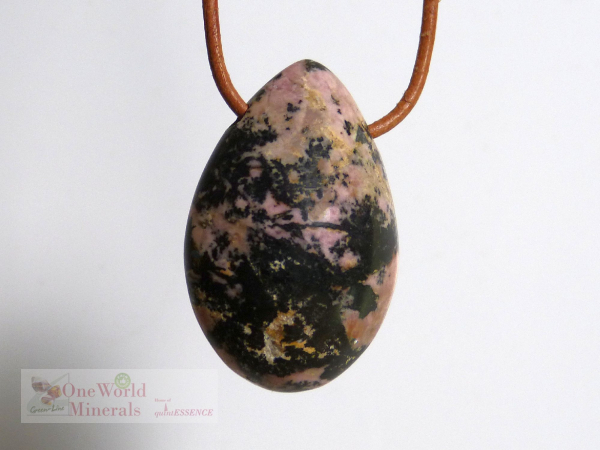 Rhodonit Anhänger, Tropfenform, ein Einzelstück