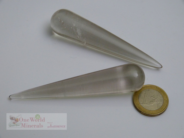 Rauchquarz Massegegriffel, handgeschliffen (Deutschland), 2 Stück