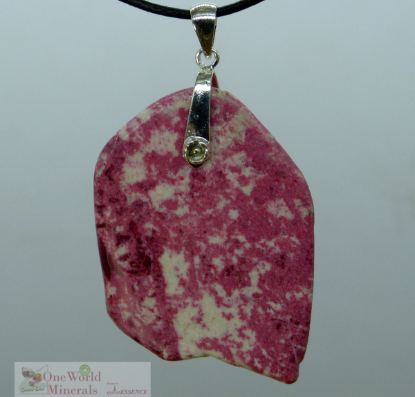 Thulit Schmuckanhänger, flach, mit Silberclip